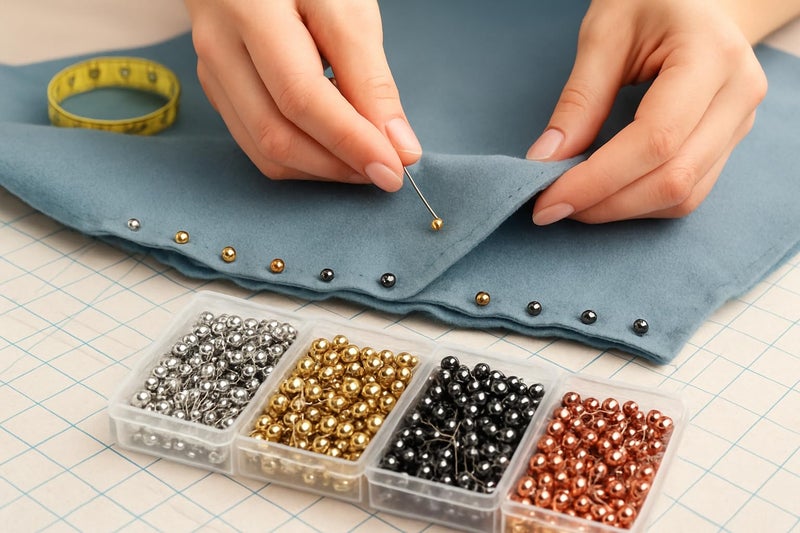 Walfront 800Pcs Four Colors Round Pearl Head Pins Dressmaking Sewing Pin Round Head Pin Fixed Marking Tool Straight Quilting Pins with Transparent Case for Marking Decorating Sewing Crafting Objects - Image 4